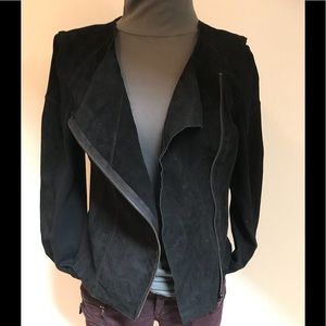 Blank NYC EUC suede/knit assymetrical Moto jacket
